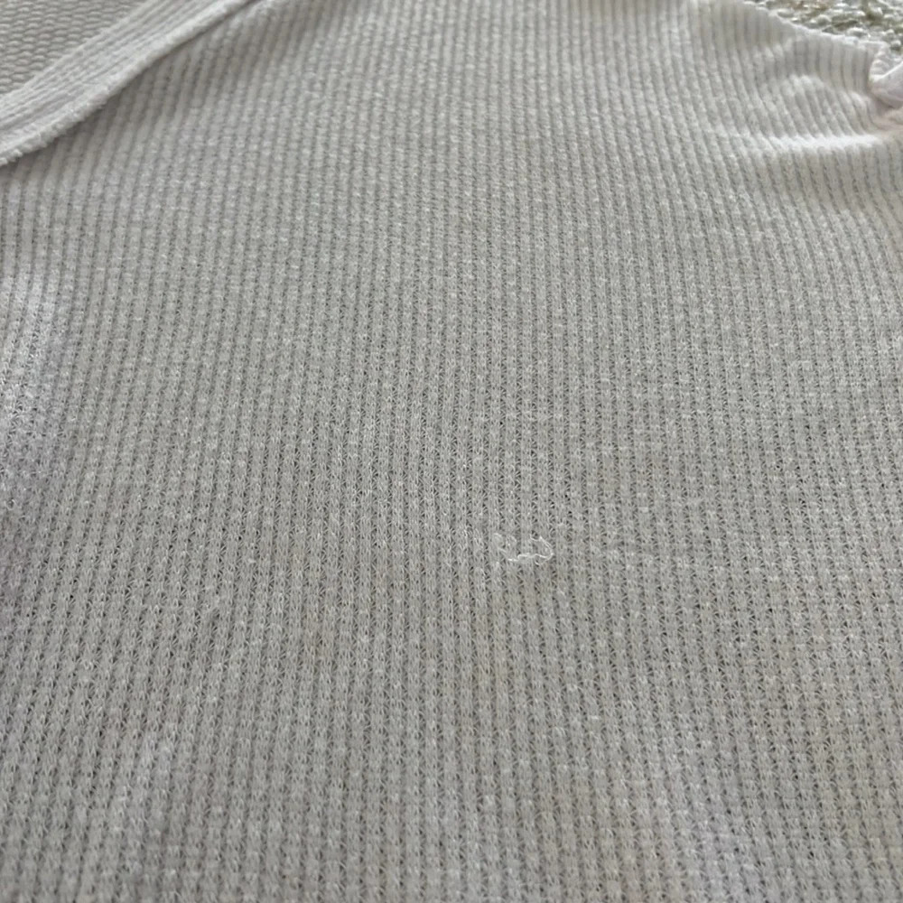 Cotton:On White Waffle Knit Thermal Henley Size Small Tie Front Button Down - Picture 4 of 5